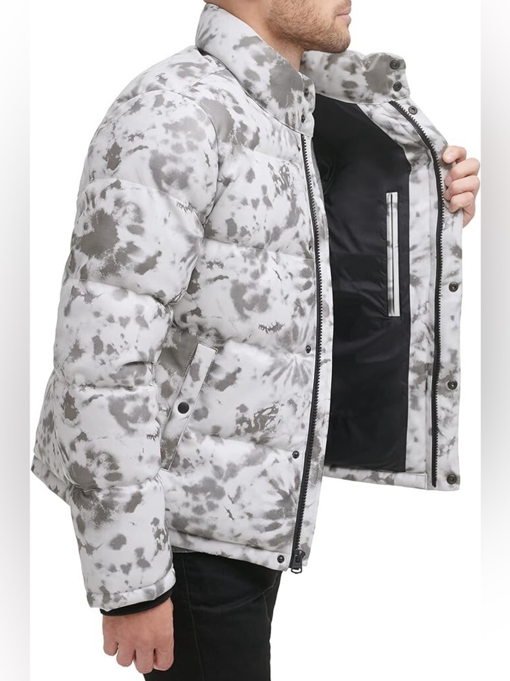 Levi's Mens Water Resistant Faux Leather Puffer Jacket Tie Dye Size Small NWT - Picture 3 of 6